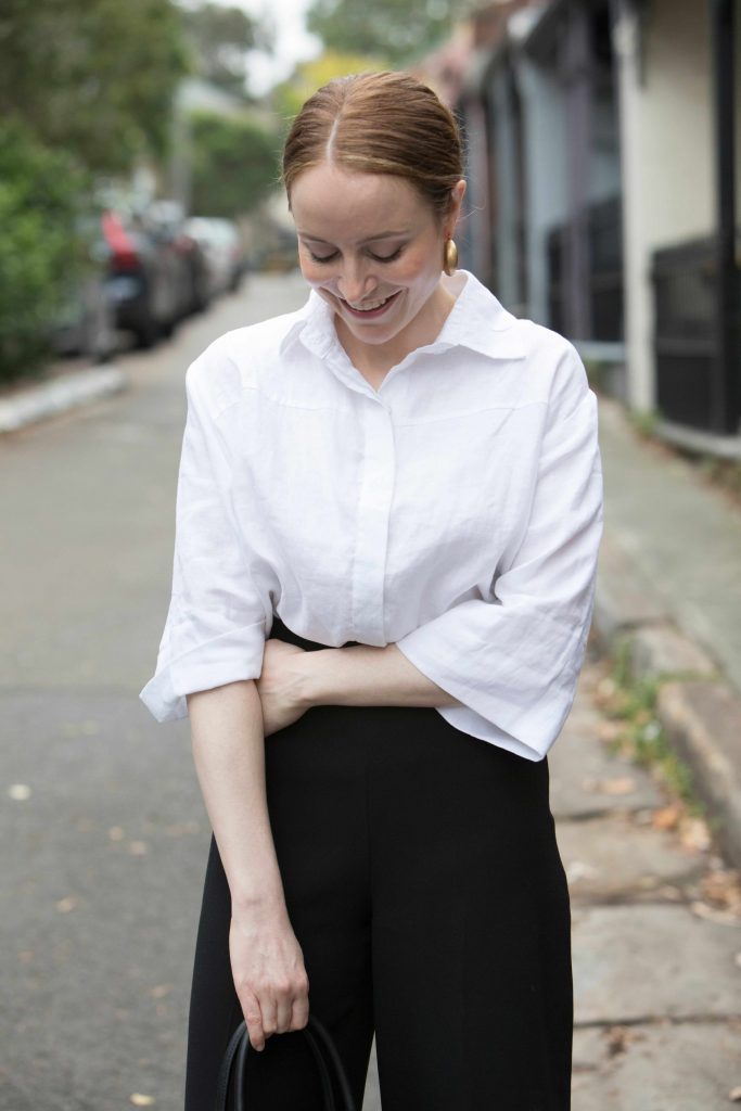 SIR THE LABEL | White Blouse & Black Wide Legged Pants | Seymour & Ford