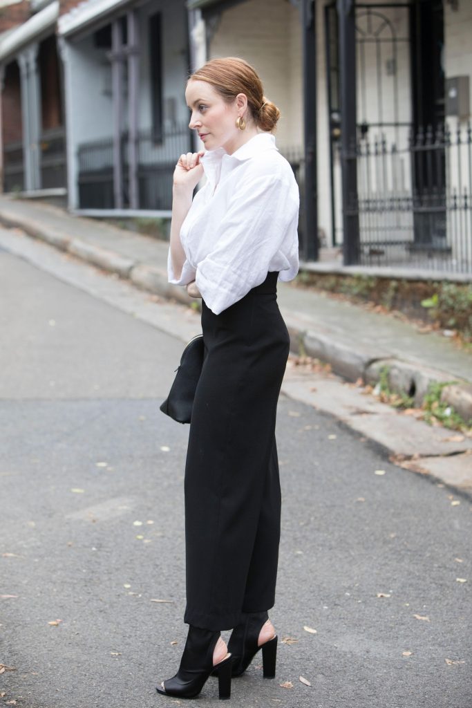 SIR THE LABEL | White Blouse & Black Wide Legged Pants | Seymour & Ford