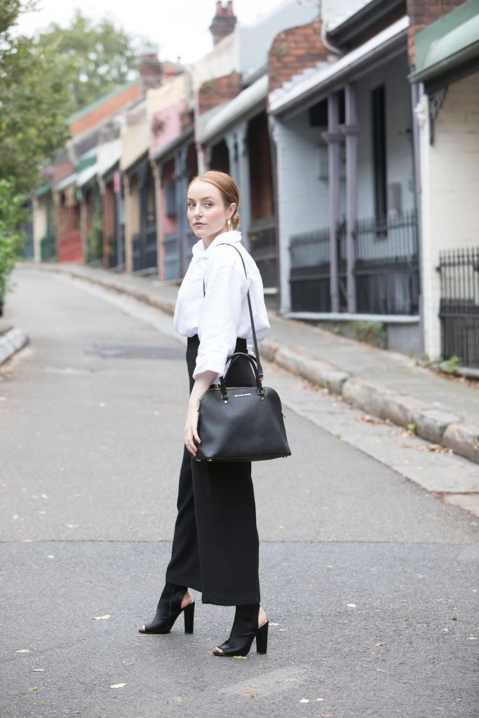SIR THE LABEL | White Blouse & Black Wide Legged Pants | Seymour & Ford 